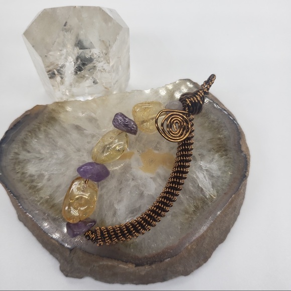 Wire wrapped pendant Amethyst, Citrine - Picture 3 of 3